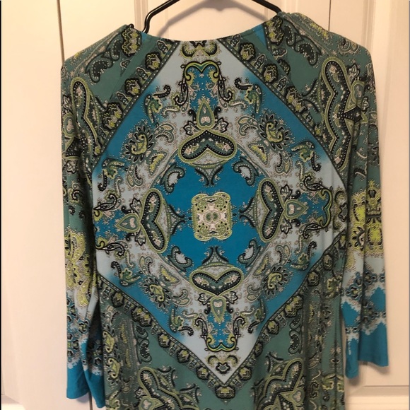 Teal Blue Paisley Dress - Picture 2 of 4